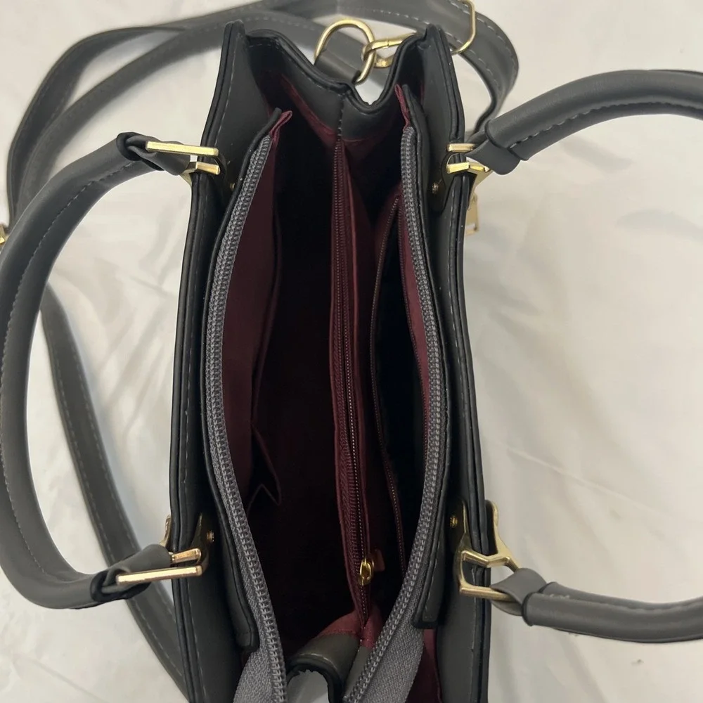 Danbaoly Handbag Shoulder Crossbody Gray Purse 9.5‎ X 7 X 4 Faux Leather Hearts